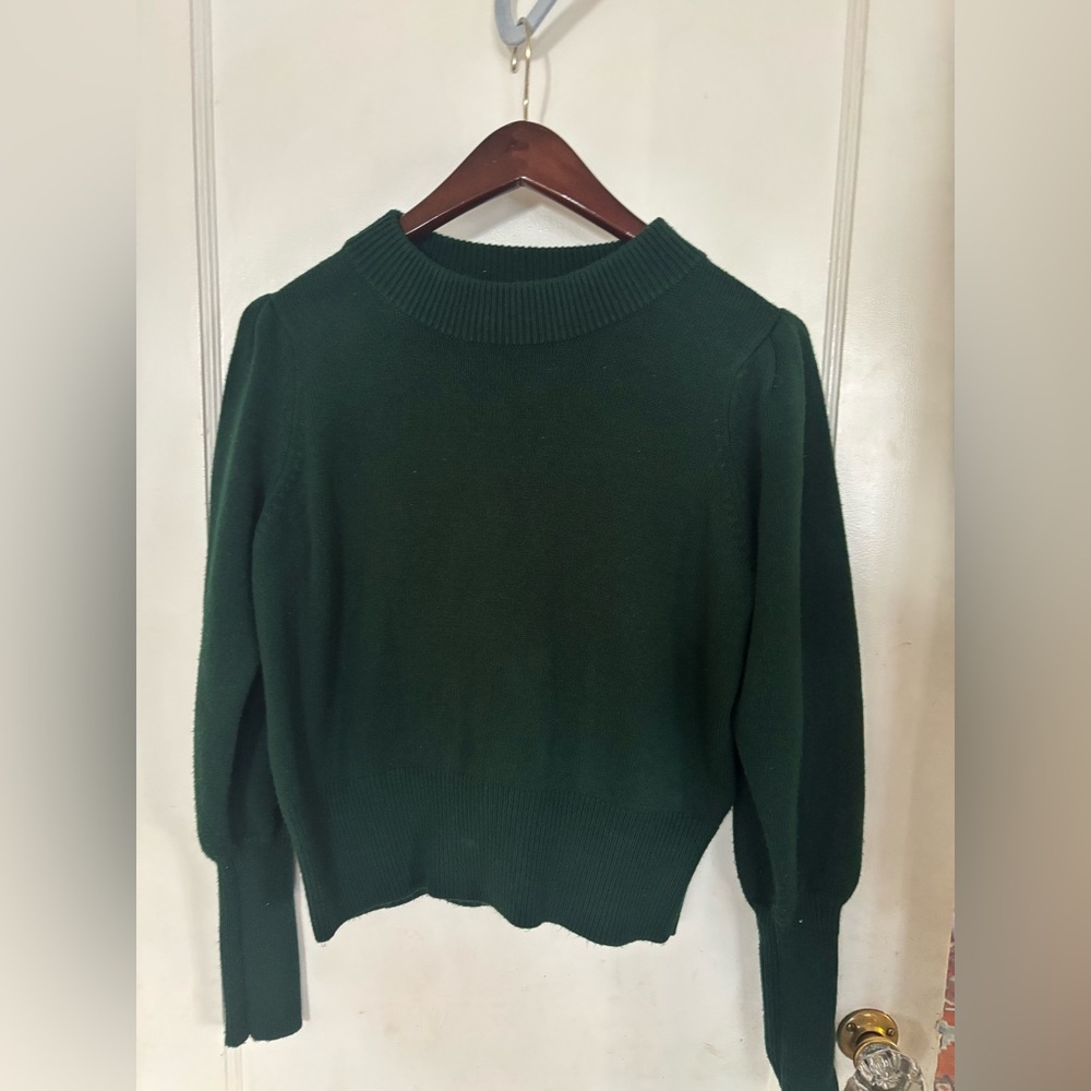 Forest Green Puff Sleeve Sweater